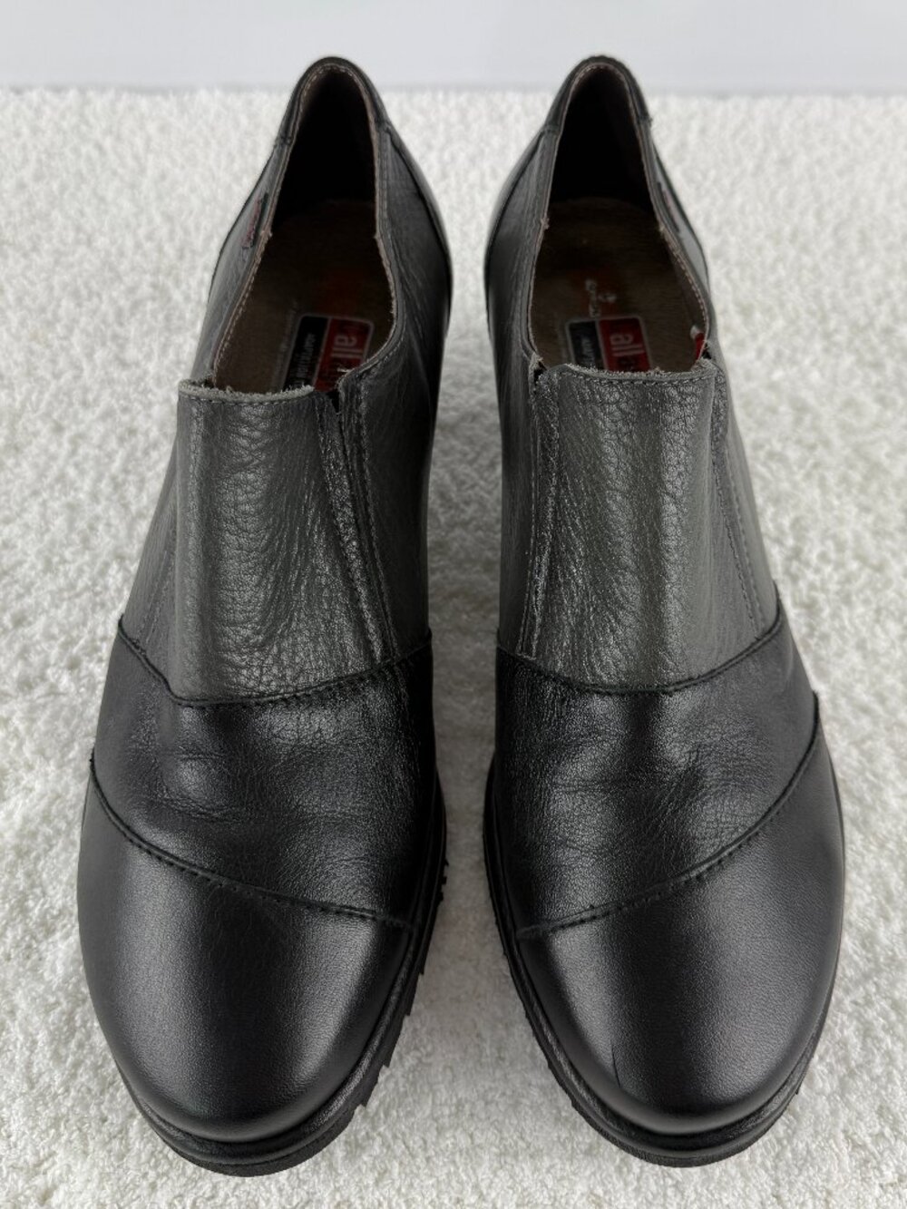 Callaghan Black Gray Leather Comfort Heels Slip On Shoes Spain Women’s 8